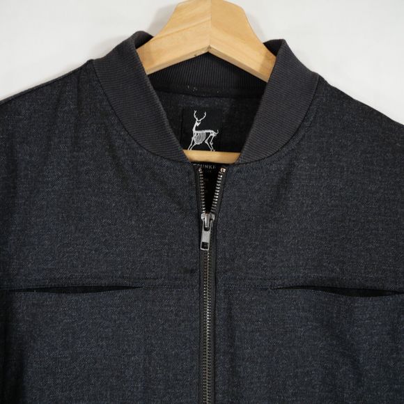 Kane & Unke Men's Bomber Style Jacket Nylon Blend Dark Gray / Black Size S - Picture 2 of 15